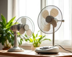 Tafelventilatoren die verkoeling brengen tijdens hete zomerdagen