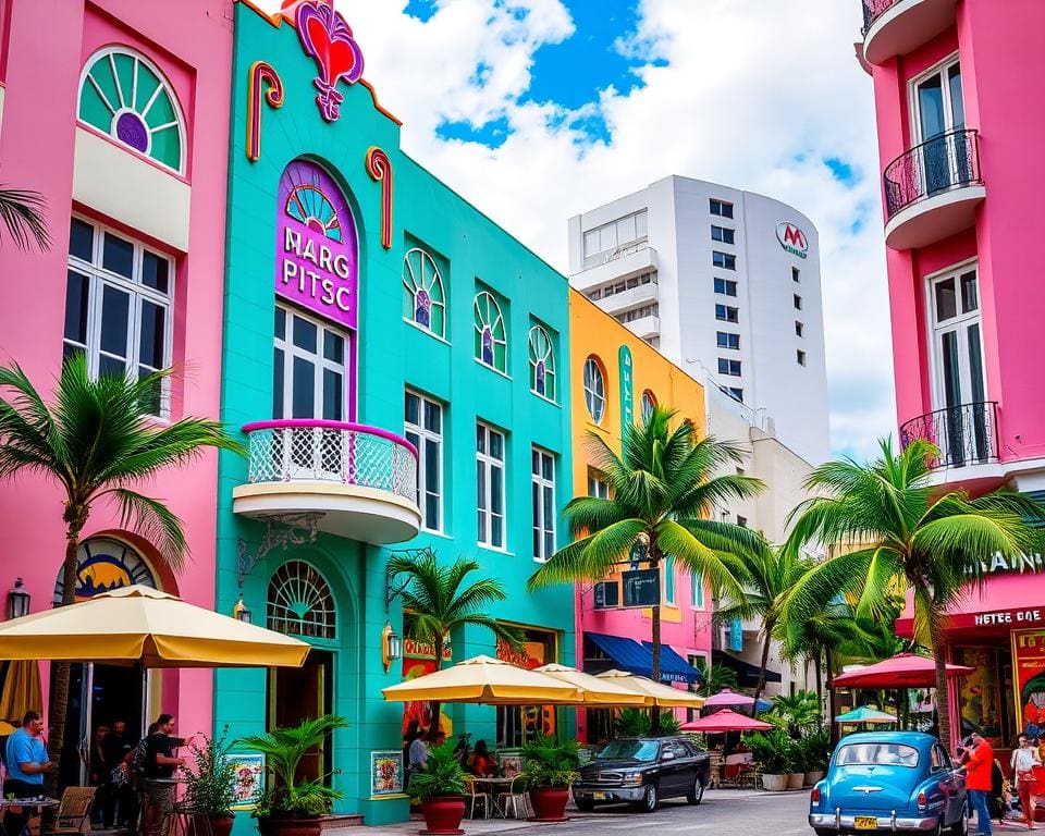 Art Deco District en Little Havana in Miami