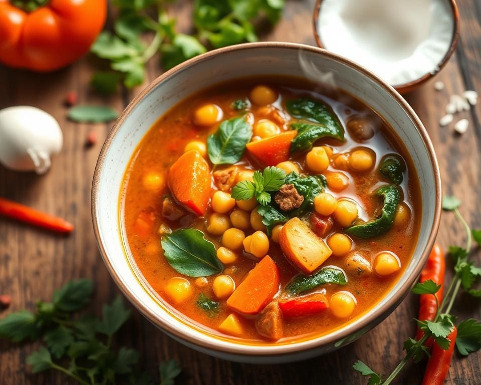 Groentecurry met kikkererwten en een vleugje kokos