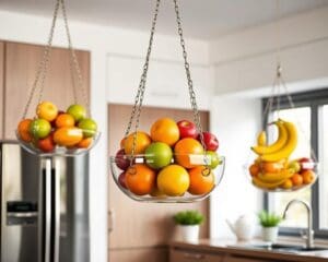 Hangende fruitschalen voor ruimtebesparing