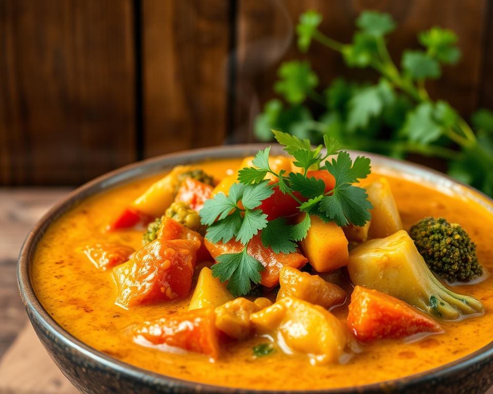 Kokosmelk in vegetarische curry