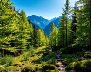 Natuurwandelingen door de weelderige bossen van de Alpen