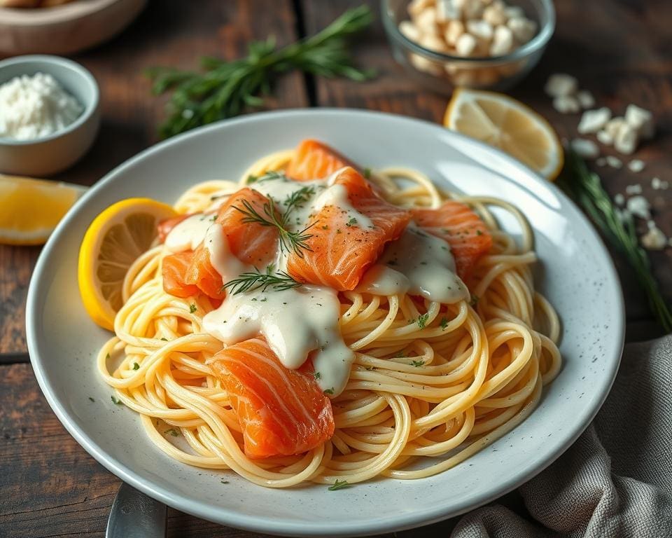 Pasta met zalm en citroensaus maken