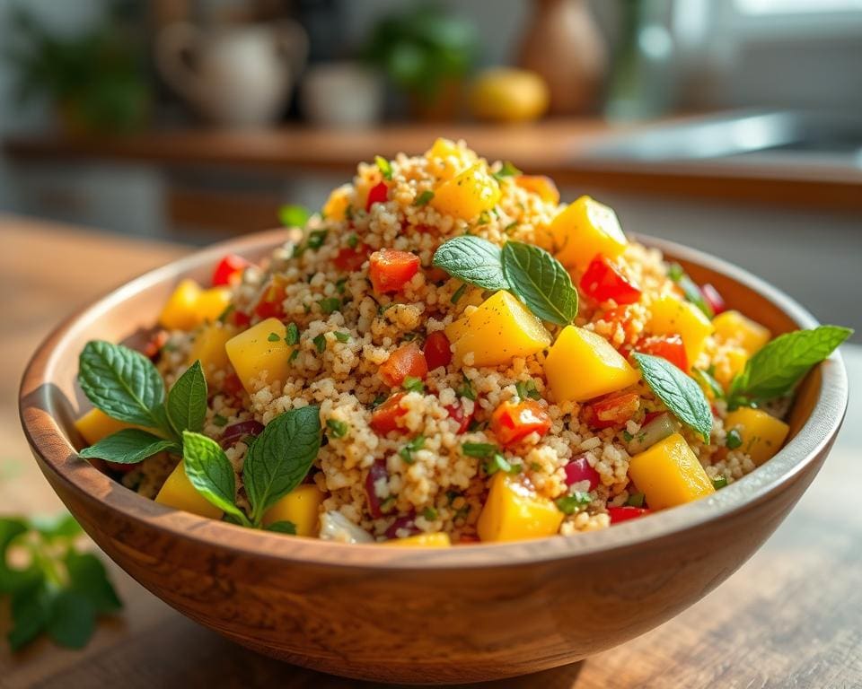 Quinoa salade met mango en verse munt