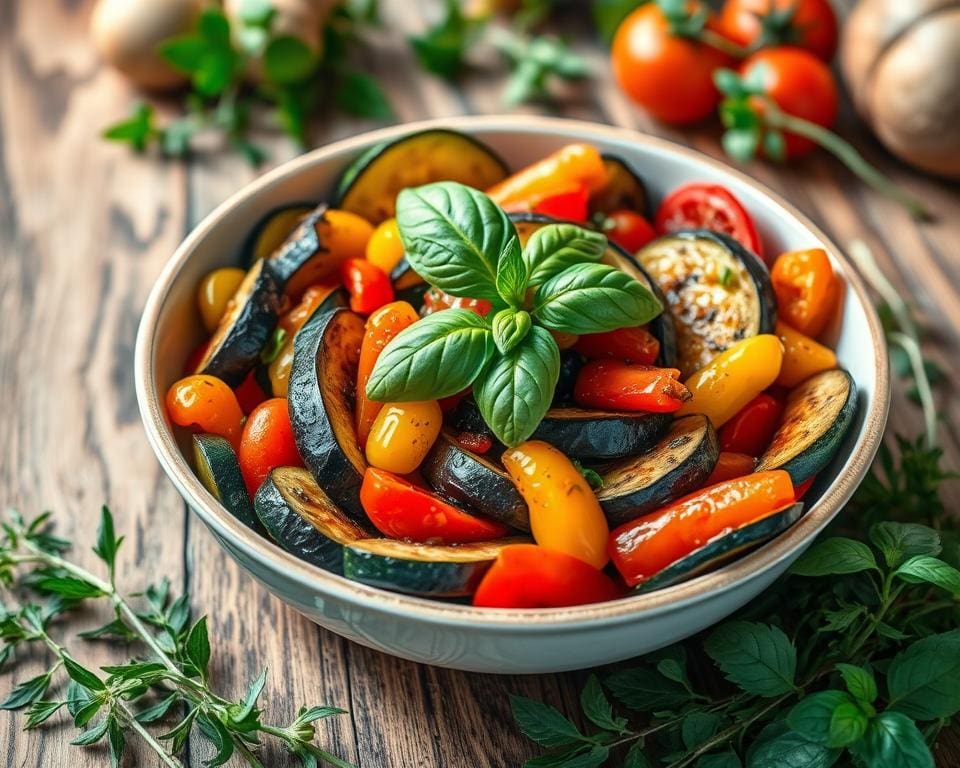 Ratatouille met Provençaalse kruiden en verse basilicum