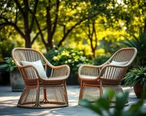 Rieten stoelen met een waterbestendige coating