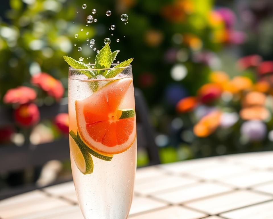 Sparkling Grapefruit Spritz met munt en limoen