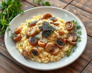 Vegetarische risotto met paddenstoelen en truffel