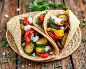 Volkoren wraps met gegrilde groenten en feta