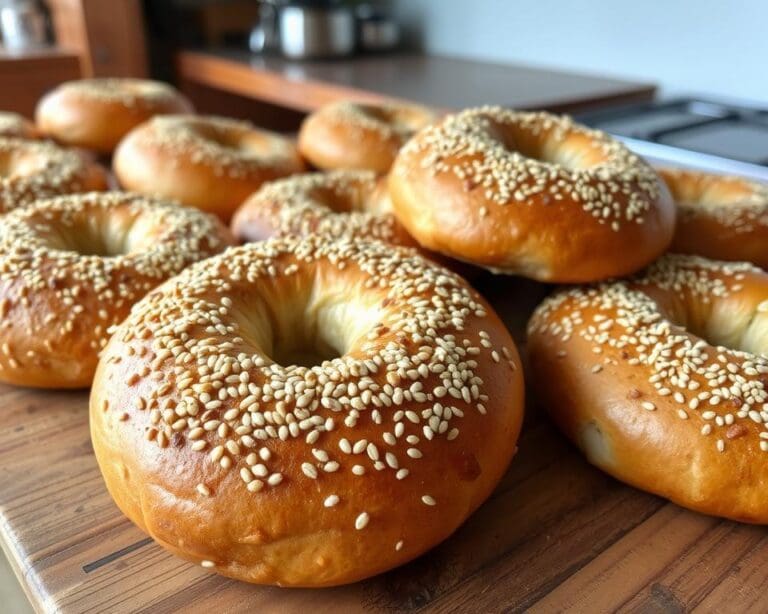 Volkoren zuurdesem bagels met sesamzaadjes