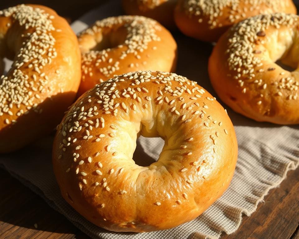 Volkoren zuurdesem bagels met sesamzaadjes