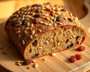 Volkorenbrood met pompoenpitten en rozijnen