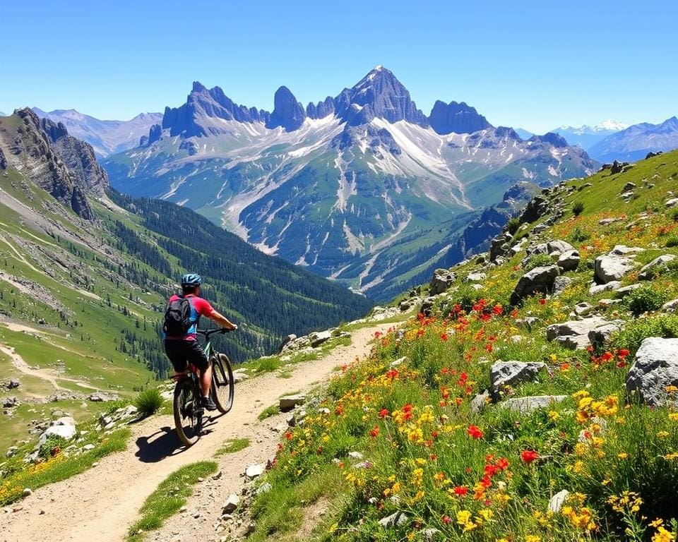 fietsen in de Rocky Mountains