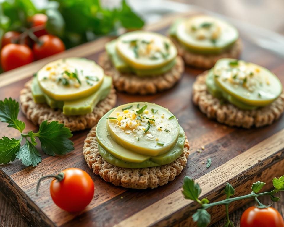 gezonde snacks met volkoren crackers