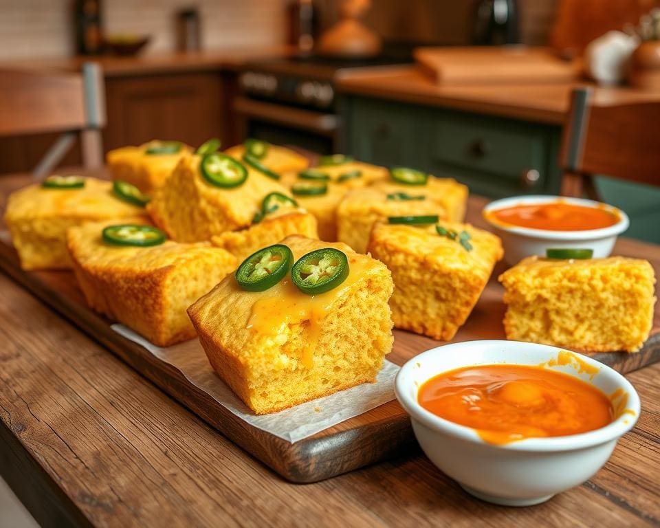 serveertips voor maisbrood met cheddar en jalapeño