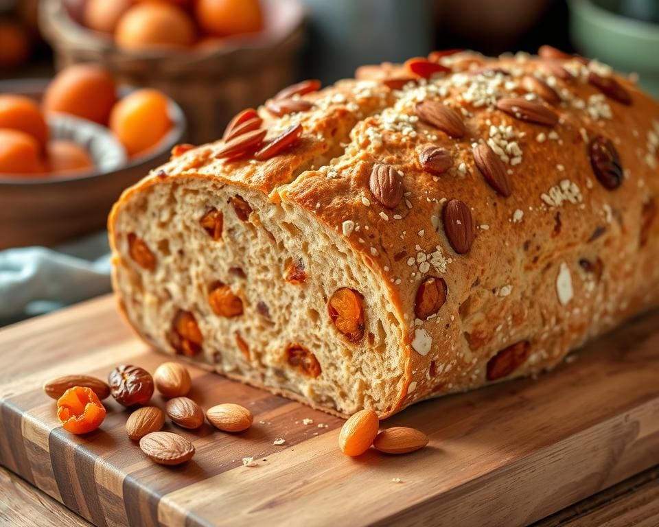 speltbrood met gedroogde abrikozen en amandelen