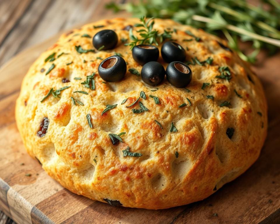 volkoren focaccia met olijven