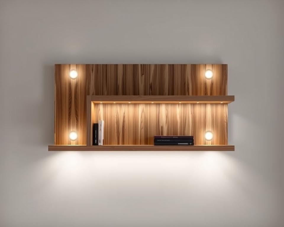 Design wandplank met ingebouwde spots