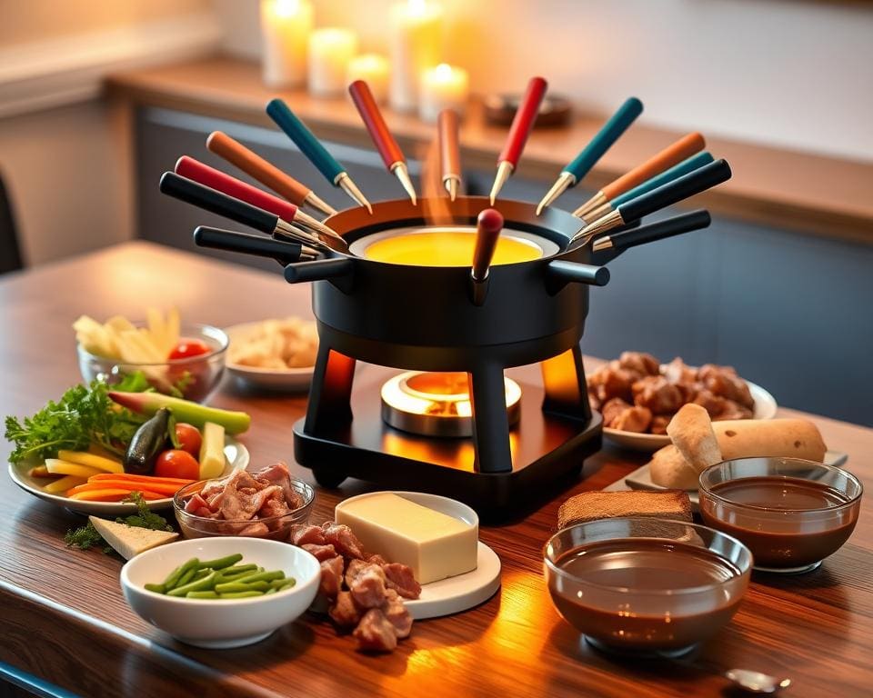 Elektrische fondueset met meerdere accessoires