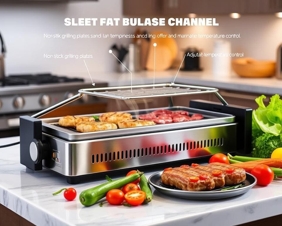 Elektrische grill met vetafvoerkanaal