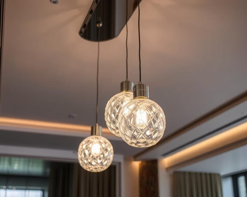 Hanglampen met een elegant kristallen ontwerp