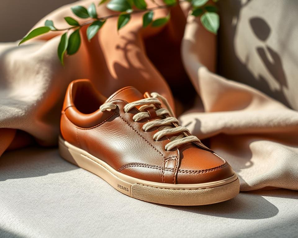 Hermès leren sneakers: Voor een casual chique uitstraling