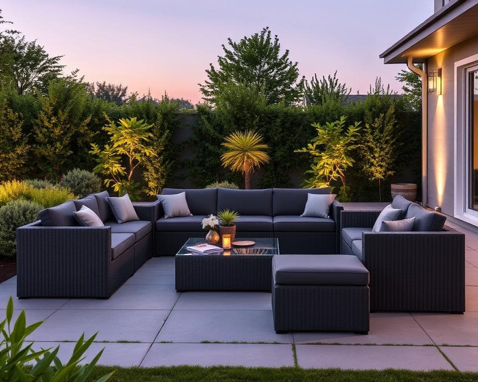 Luxe loungeset in antraciet met verstelbare kussens