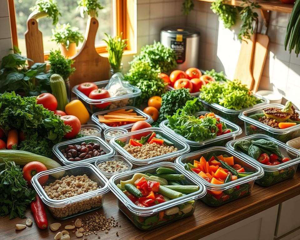 Meal prepping met verse producten uit de buurt