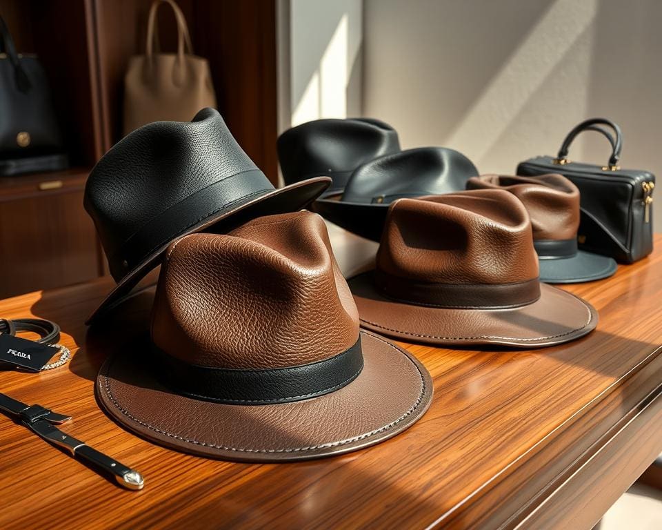 Prada leren hoeden: Luxe ontmoet functionaliteit