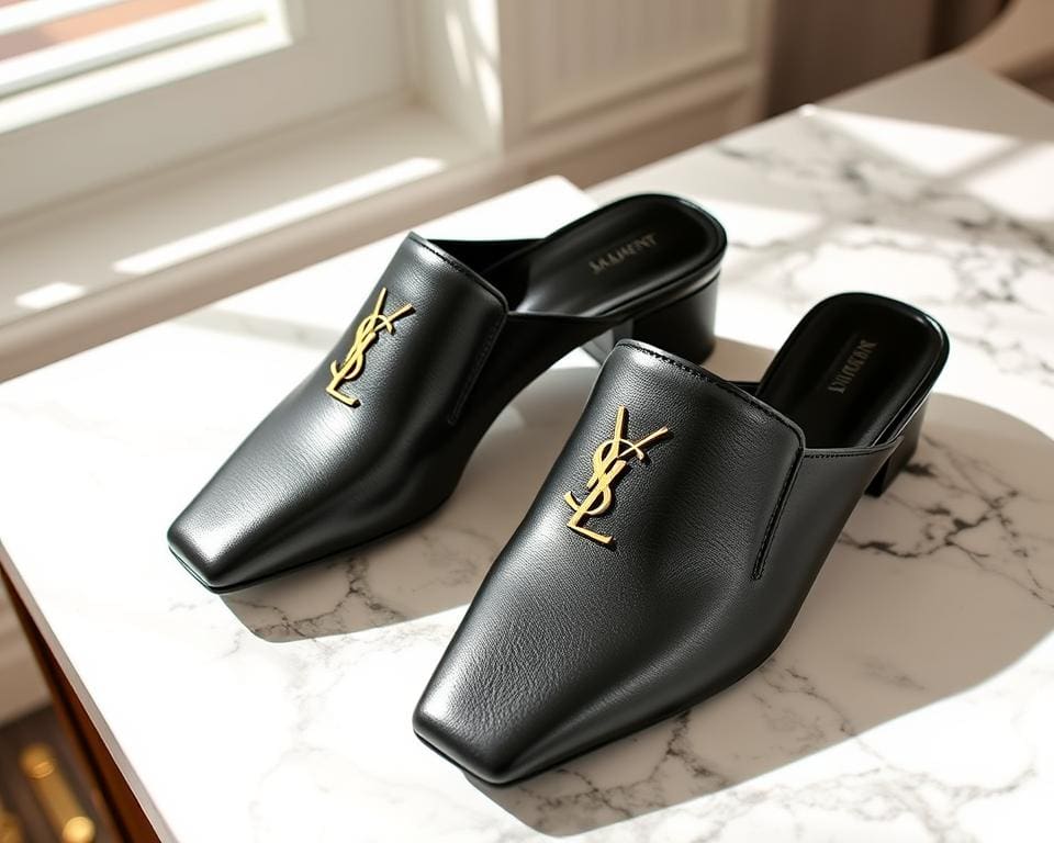 Saint Laurent leren muiltjes: Luxe ontmoet casual