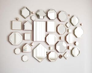 Wanddecoratie in geometrische spiegels: modern en reflecterend
