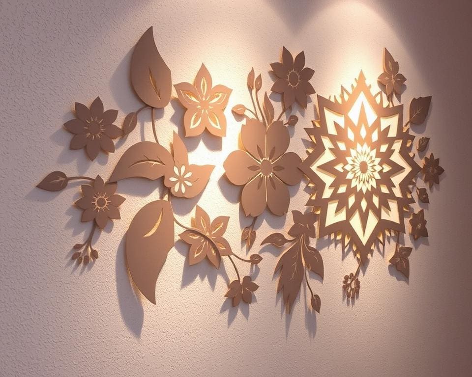 Wanddecoratie in laser-gesneden ontwerpen