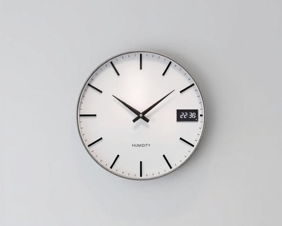 Wandklok met ingebouwde luchtvochtigheidsmeter