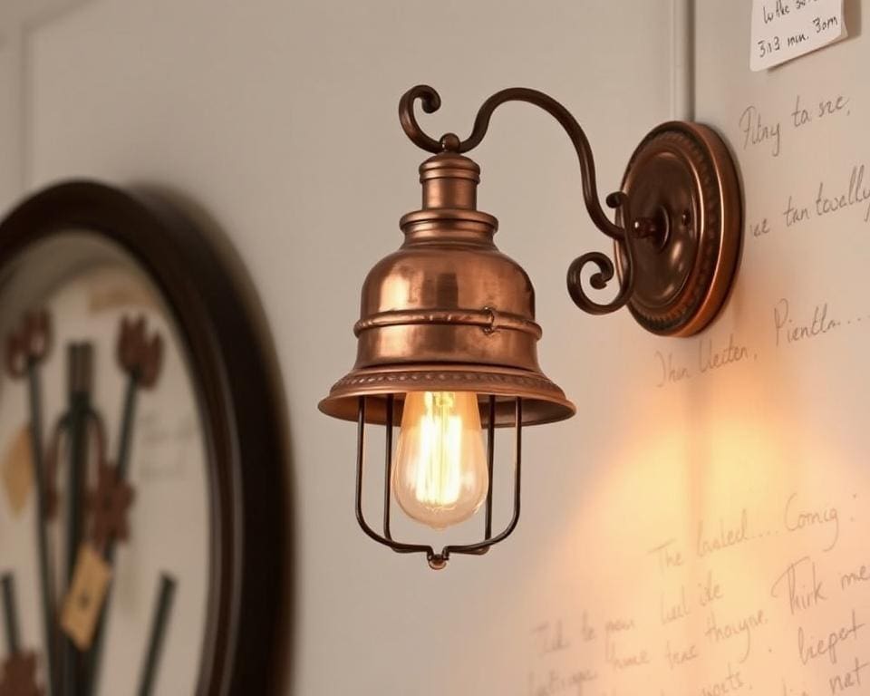 Wandlamp in vintage koperlook: karaktervol en elegant