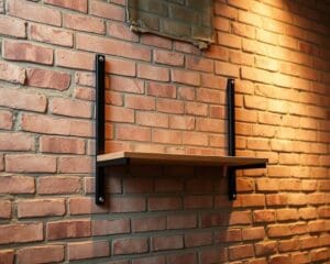 Wandplank met industrieel stalen frame