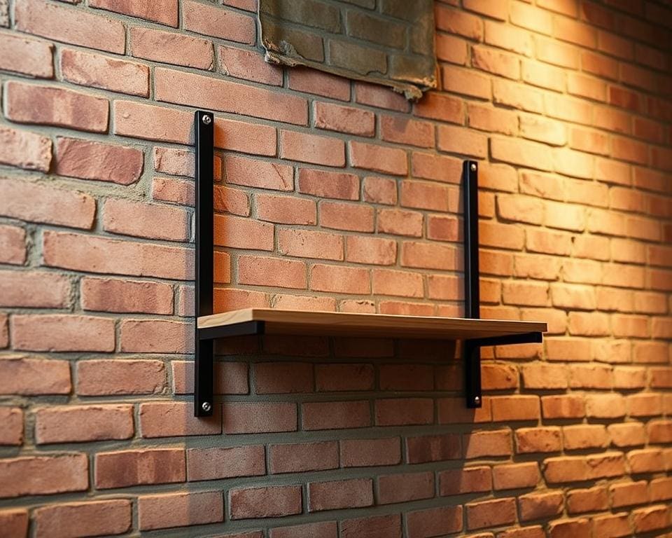 Wandplank met industrieel stalen frame