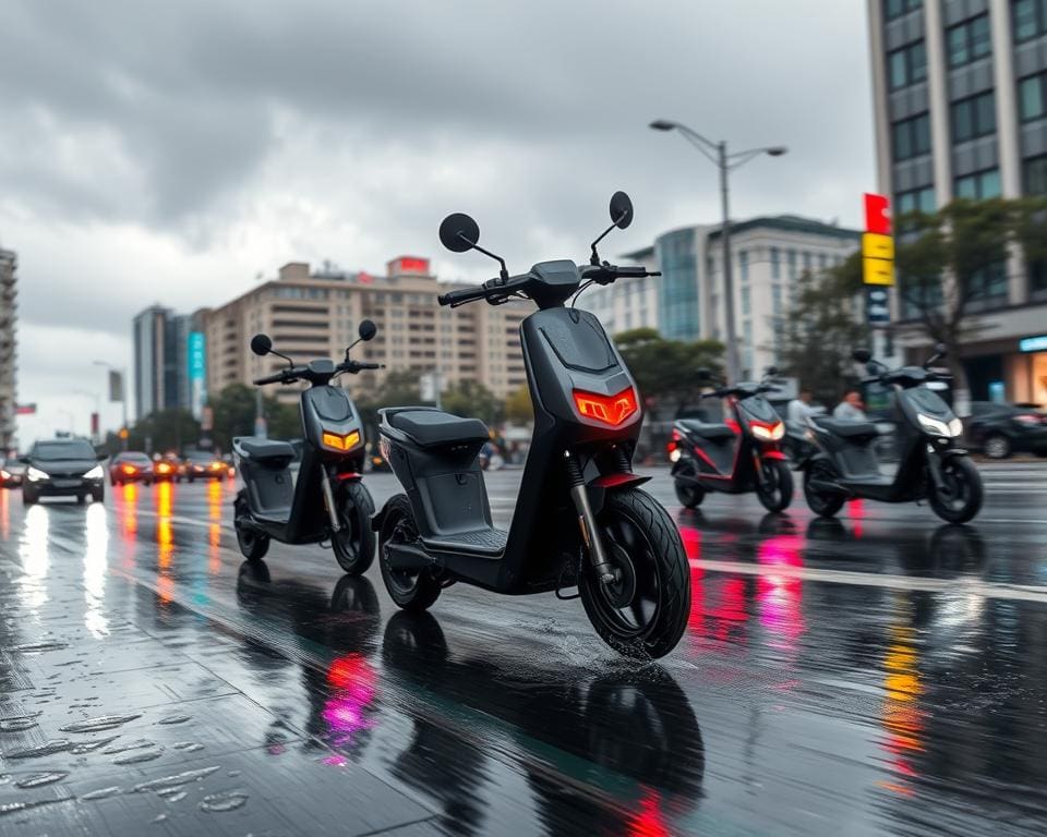 elektrische scooters die regen trotseren