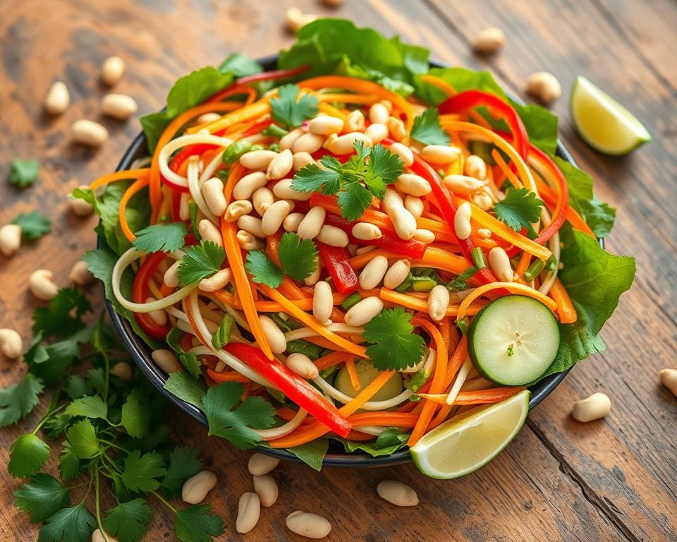 recept Thaise salade met koriander en pinda's