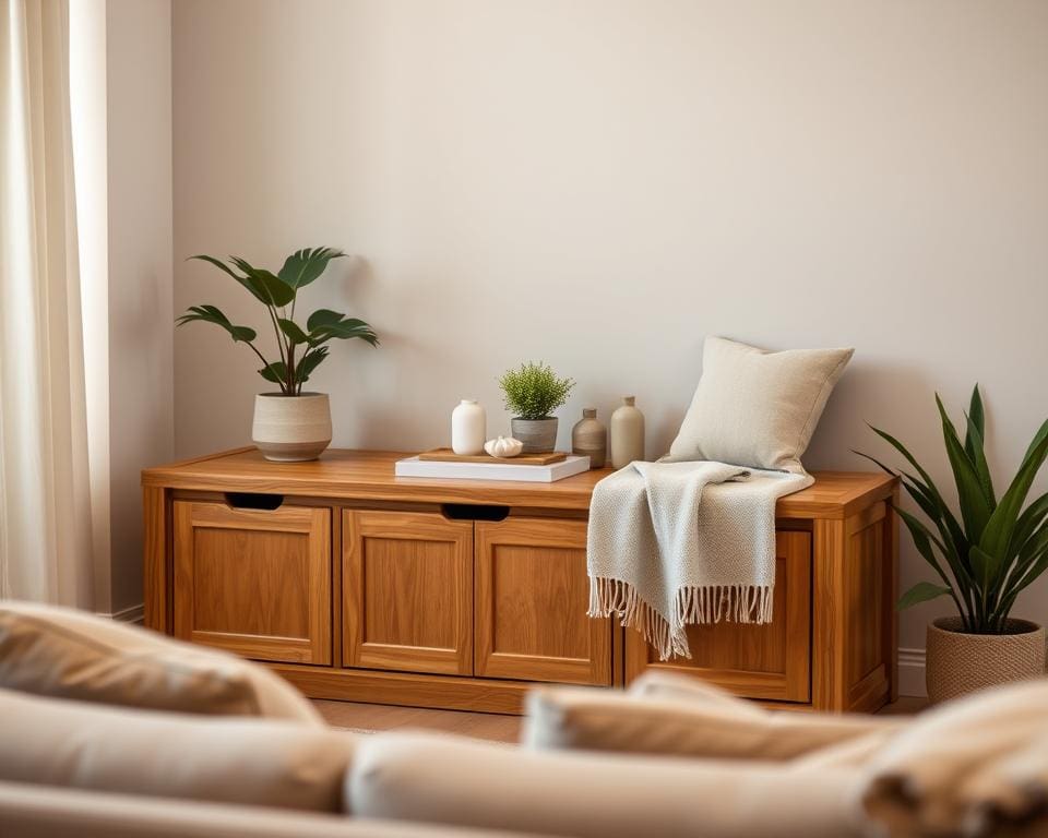 Opbergbank in de woonkamer: praktisch en sfeervol