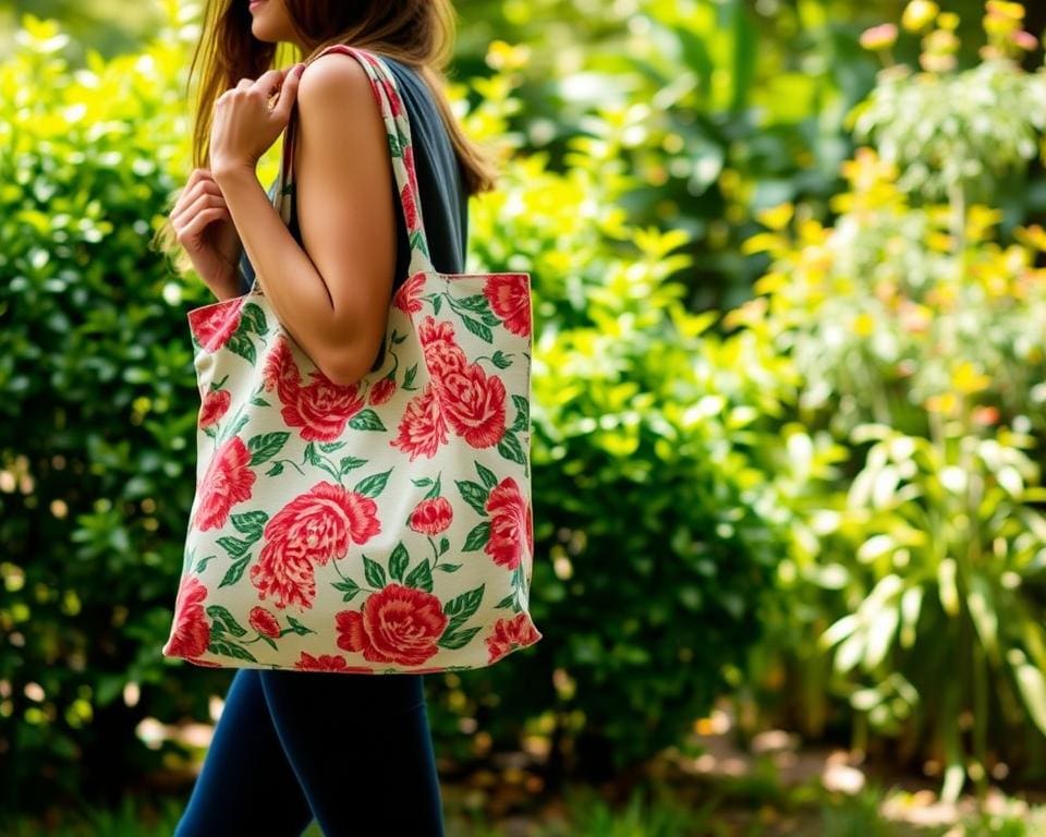 Hoe draag je een tas met bloemenmotief?