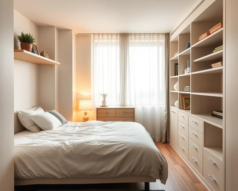 Wat zijn praktische ideeën voor een compacte slaapkamer?