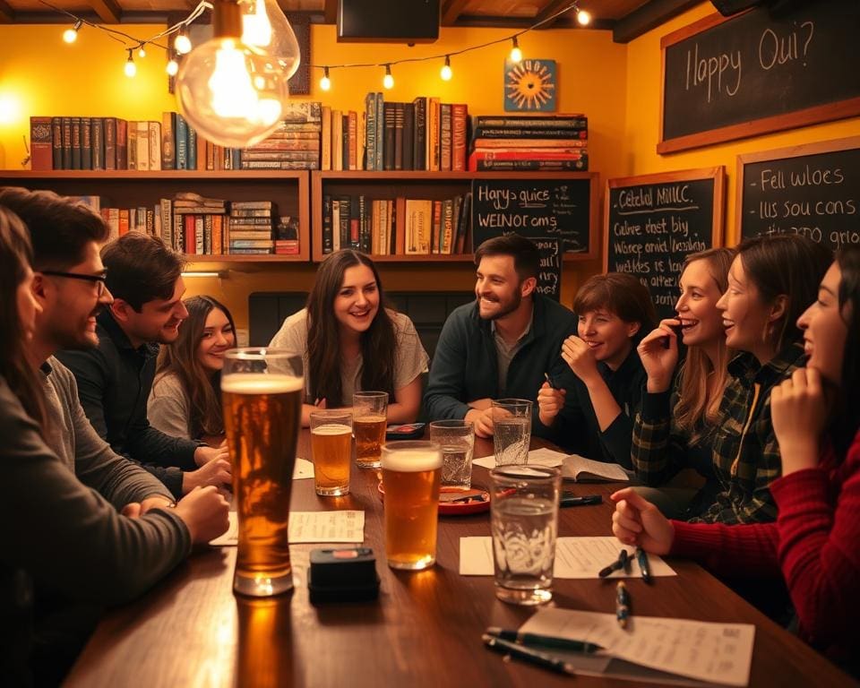 Wat maakt een pubquiz in een café gezellig?